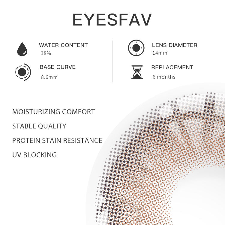 Eyesfav Moonbeam Brown Colored Contact Lenses Parameters